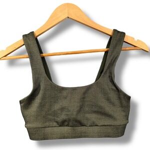Twenty Montreal Ribbed Sports Bra Olive Green Scoop Neck Athletic Top S